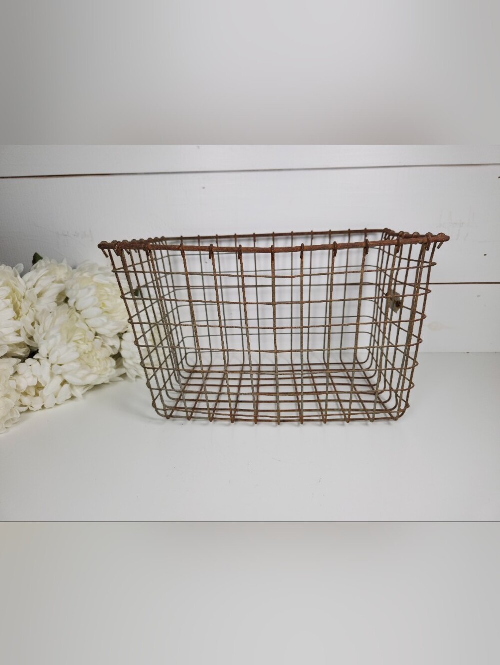 Vintage Locker Room Metal Wire Basket #277 | Rusty Metal Industrial Bin | Rustic - Picture 5 of 9
